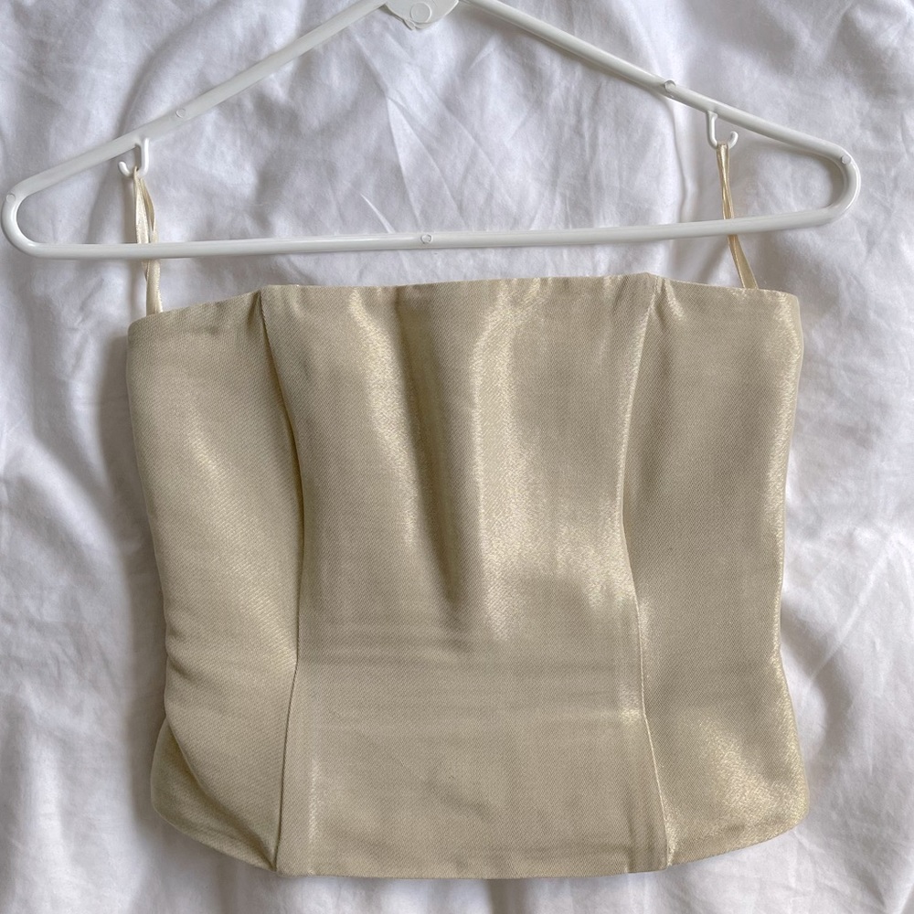 H&M SHIMMERY GOLD CORSET TOP